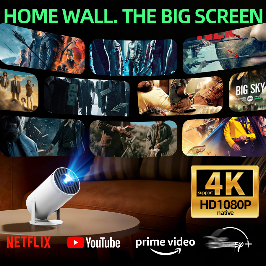 Home Cinema Gifts - 4K home theater projector, built-in WiFi,