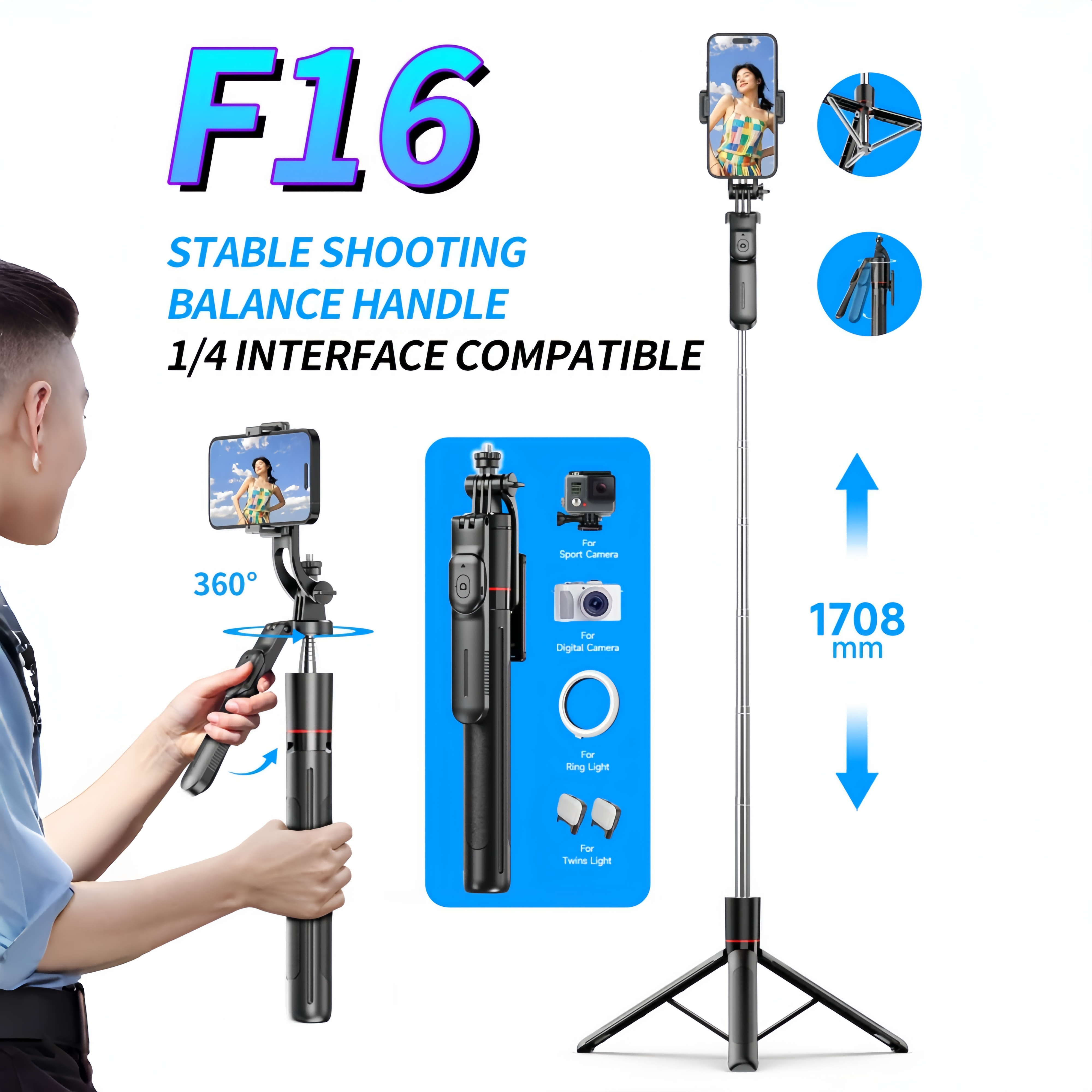 Smart Tv Stick - WIFIT F16 Selfie Stick with Adjustable
