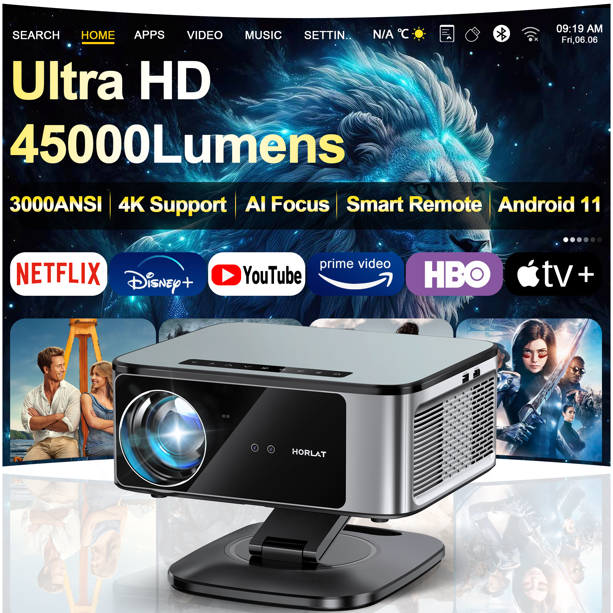 Home Cinema Focal - 2025 HORLAT 45000 Lumens 4K UHD