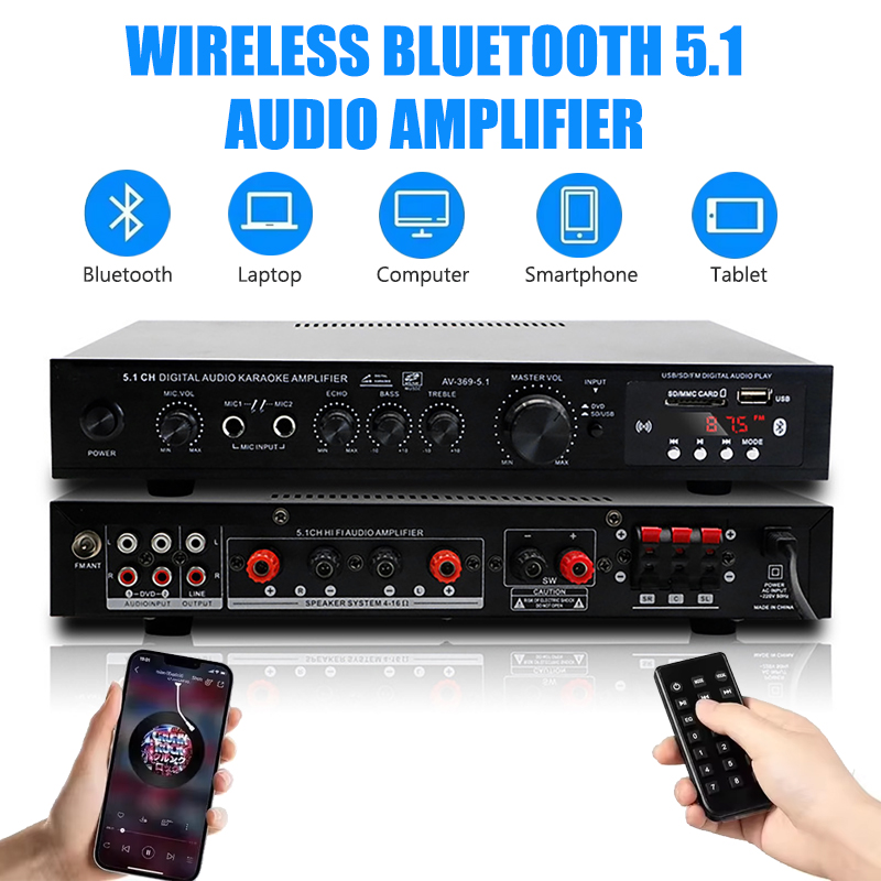 High Power Amplifier AV-369BT  - مراجعة Home Cinema Bluetooth 5.1 وسعره