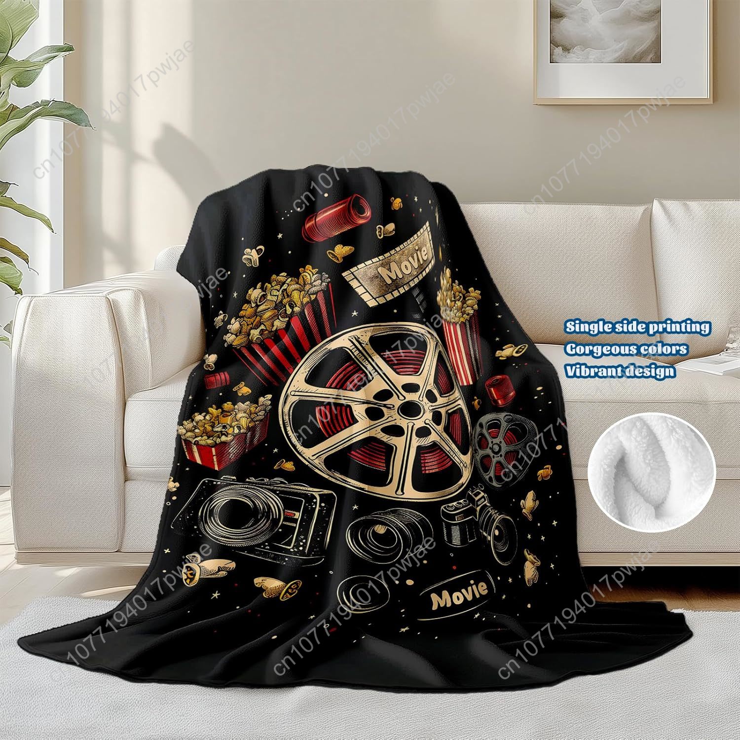 Movie Ticket Popcorn Throw Bla - مراجعة Home Cinema Gifts وسعره