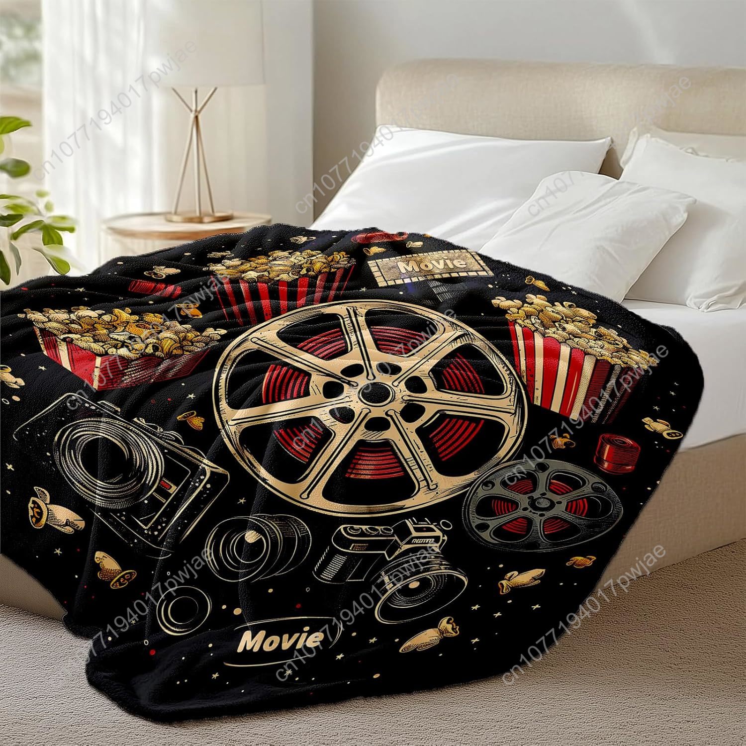 Movie Ticket Popcorn Throw Bla - مراجعة Home Cinema Gifts وسعره