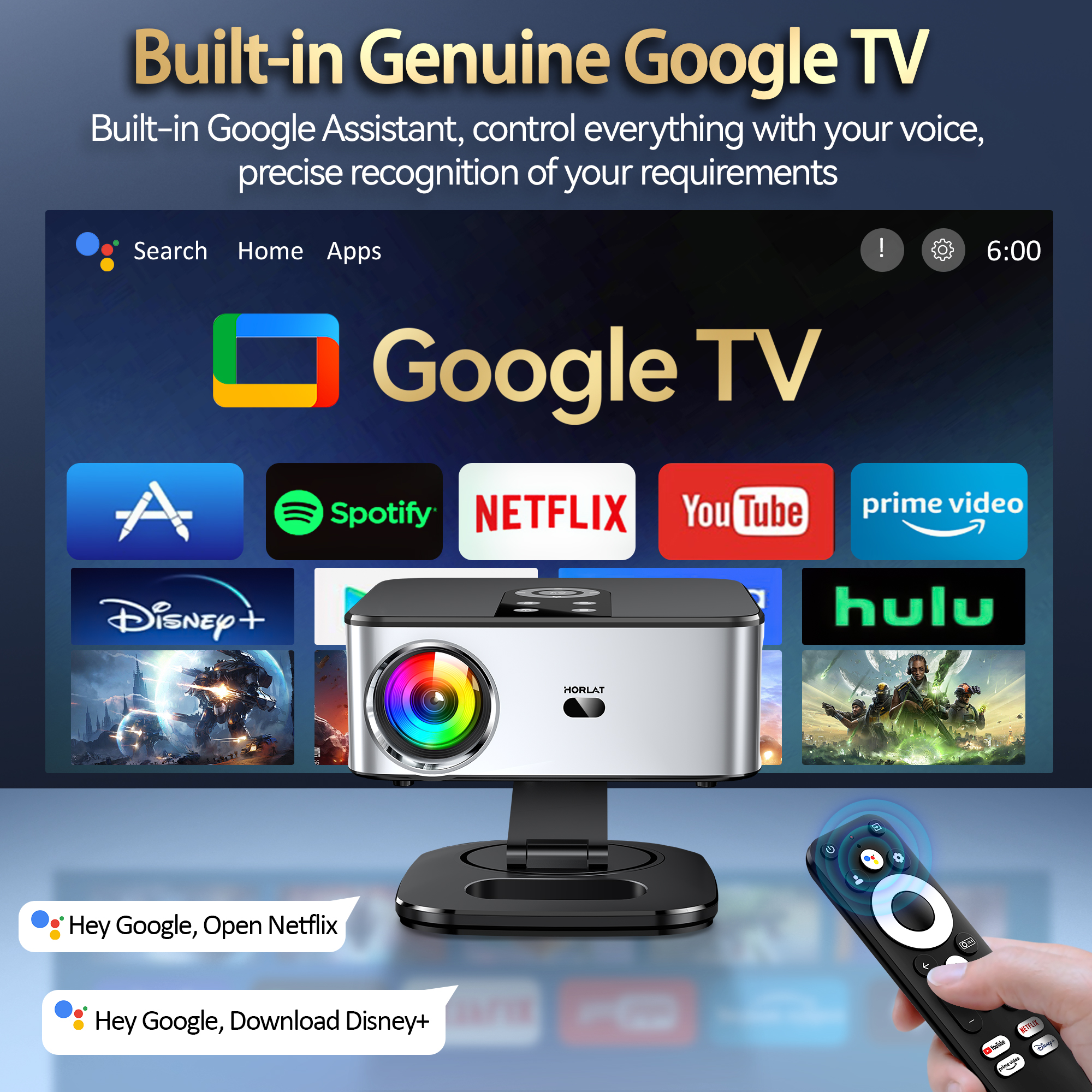 HORLAT Google TV Projector 400 - مراجعة Home Cinema Focal وسعره