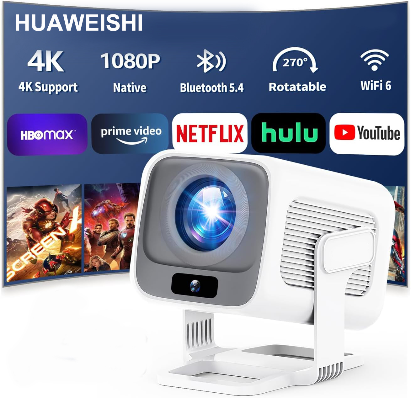 HUAWEISHI 4K Projector Android - مراجعة Home Cinema Focal وسعره